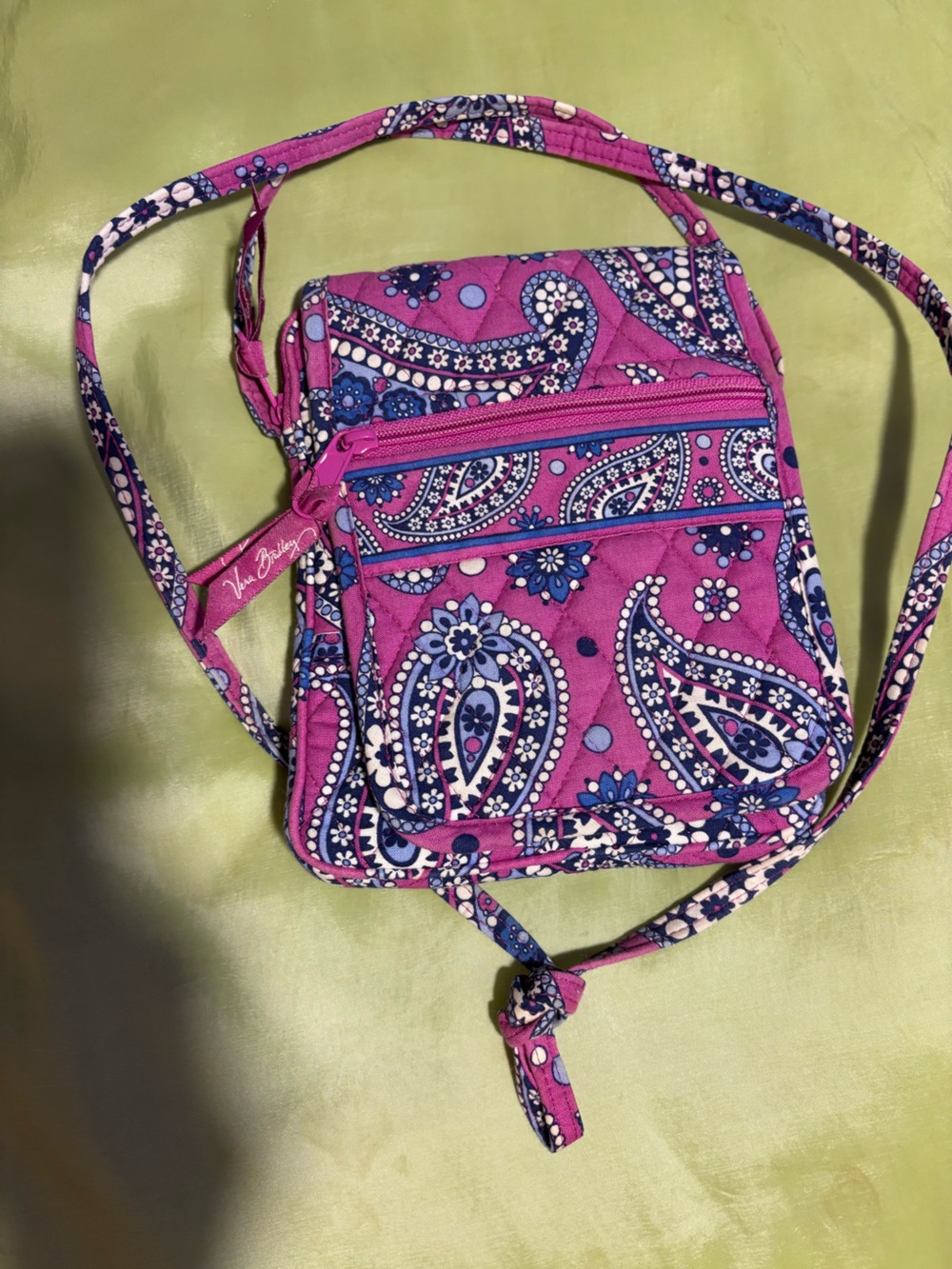 Vera Bradley Hot Pink and Navy Paisley Quilted Crossbody Bag